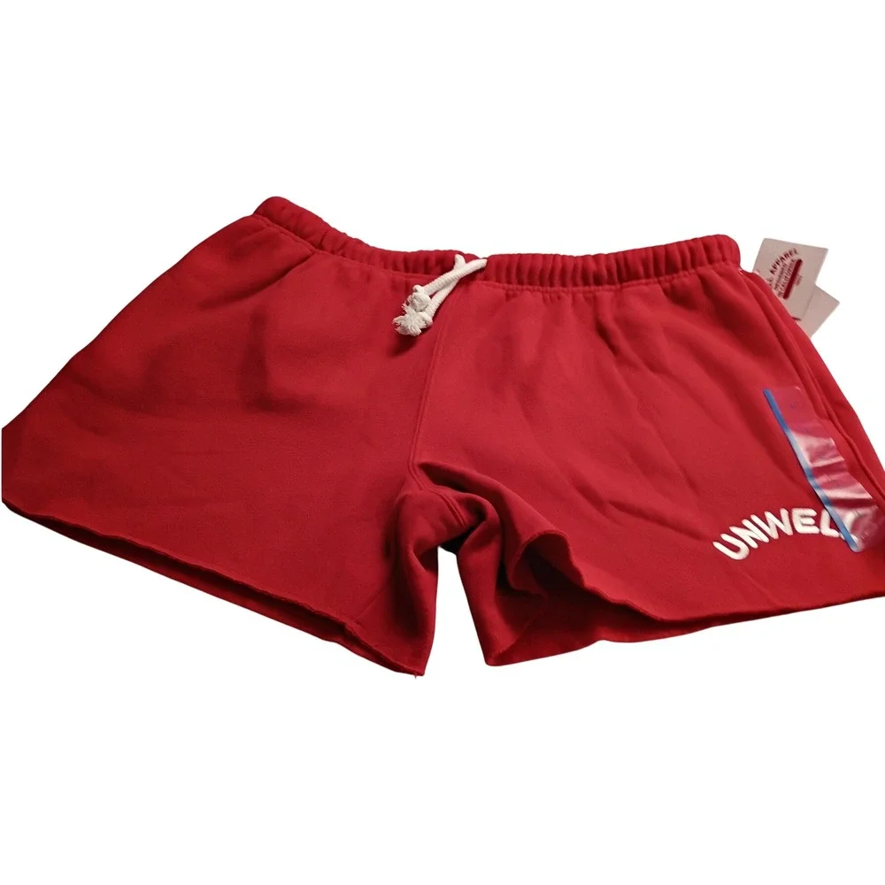 Unwell Apparel Men's Red Fleece Sweat Shorts Size L Sleepwear Back Pocket NWT